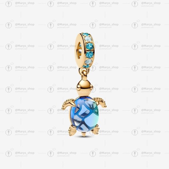 Pandora Sea Turtle Murano Glass Dangle Charm|Pendant - Picture 1 of 2
